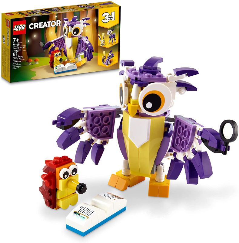 Photo 1 of LEGO Creator 3in1 Fantasy Forest Creatures 31125 Building Kit Featuring an Owl, Rabbit and Squirrel; Animal Toys for Kids Aged 7+ Who Love Creative Fun and Animal Models (175 Pieces)
damaged packaging