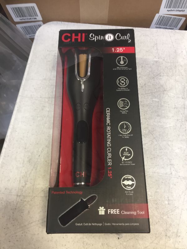 Photo 2 of CHI Spin N Curl Ceramic Rotating Curling Iron | 1.25” Curling Iron | Ideal for Shoulder-Length Hair Between 6-16" | Include Cleaning Tool | Matte Black
