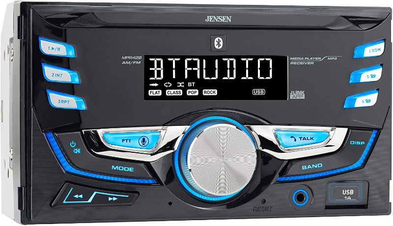Photo 1 of JENSEN MPR420 7 Character LCD Double DIN Car Stereo Receiver | Push to Talk Assistant | Bluetooth Hands Free Calling & Music Streaming | AM/FM Radio | USB Playback & Charging | Not a CD Player
