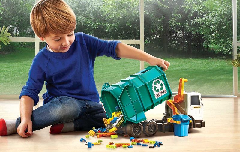 Photo 1 of Matchbox Garbage Truck Large [Amazon Exclusive] Multi, 15"--Legos not included 
