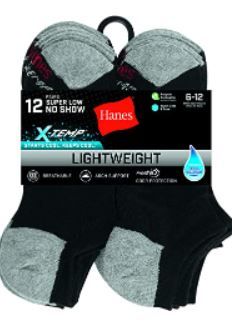 Photo 1 of Hanes Men's X-Temp Lightweight No Show Socks (Pack of 12 Pairs) size 6-12 
