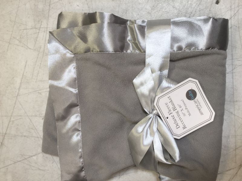 Photo 1 of deluxe fleece receiving blanket color grey size 30 x 40 inches 
