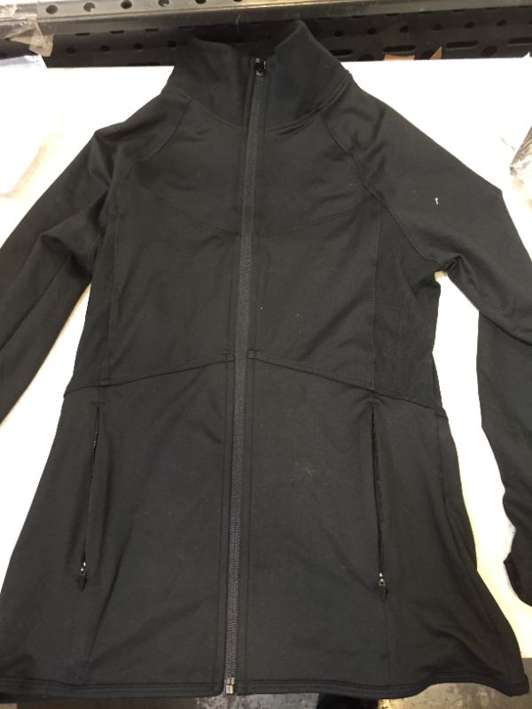 Photo 1 of womens workout/fitness jacket zipper color black size extra small