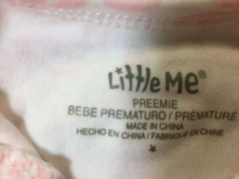 Photo 1 of premature baby girls clothes onesie with beanie color pink and white 