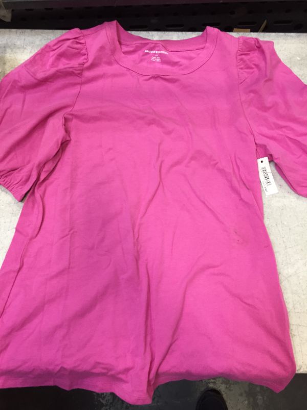 Photo 1 of Amazon Essentials Women's Classic-Fit Puff Short-Sleeve Crewneck T-Shirt size medium color pink 