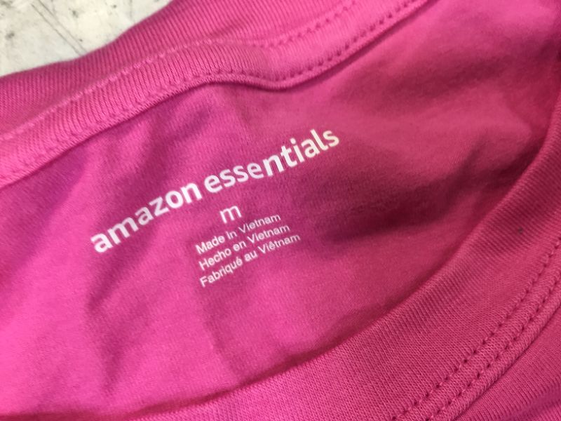 Photo 3 of Amazon Essentials Women's Classic-Fit Puff Short-Sleeve Crewneck T-Shirt size medium color pink 