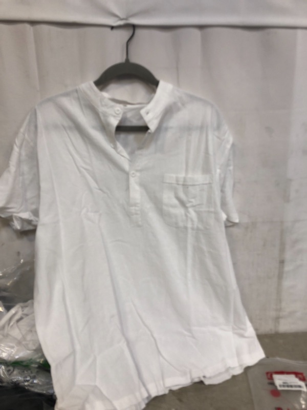 Photo 1 of MEN'S WHITE 3 BUTTON SHIRT WITH FRONT POCKET, SIZE M