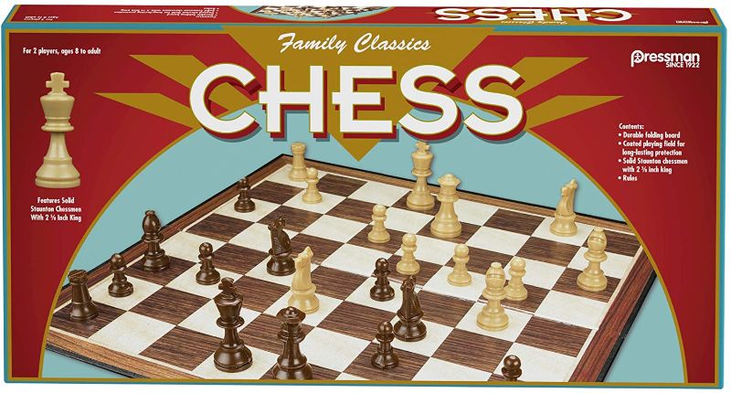 Photo 1 of Family Classics Chess by Pressman -- with Folding Board and Full Size Chess Pieces
