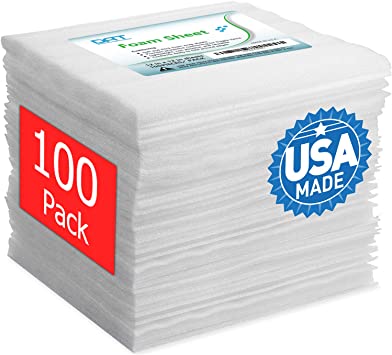 Photo 1 of 100 Pack Foam Sheets, DAT 12" x 12", 1/16" Thickness, Foam Wrap Cushioning Material, Moving Supplies for Packing Storage and Shipping
