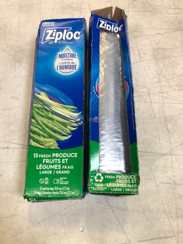 Photo 2 of Ziploc Fresh Produce Bags Large - 15 Count, TWO BOXES 
