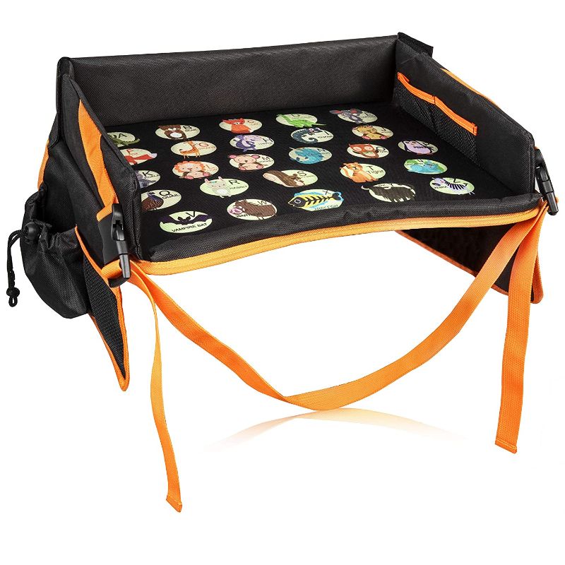 Photo 1 of Kids Travel Tray for Toddler Car Seat | Toddler Car Seat Tray Organizer | Large ipad Holder A Road Trip Essential | Soft Padding, Waterproof, Food & Snack Lap Tray Carseat, Stroller, and High Chair