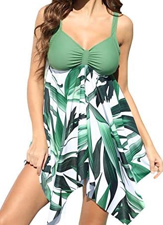 Photo 1 of -SIZE LARGE- CASABACO Plus Size Swimsuits Tankini for Women Athletic Two Piece Swimdress Bathing Suits Tummy Control