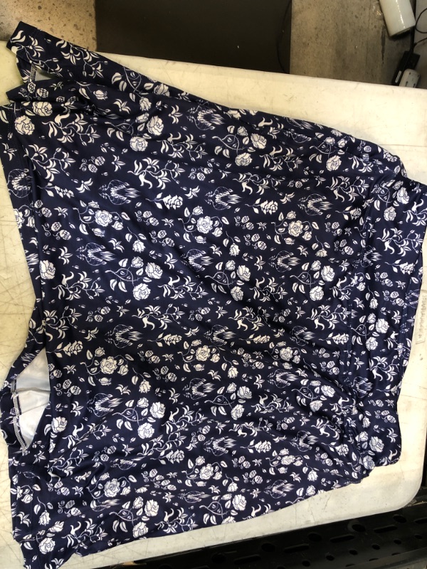 Photo 1 of -SIZE XL- Bluewith White Flower Patterns Stretchy Skirt with Short Under