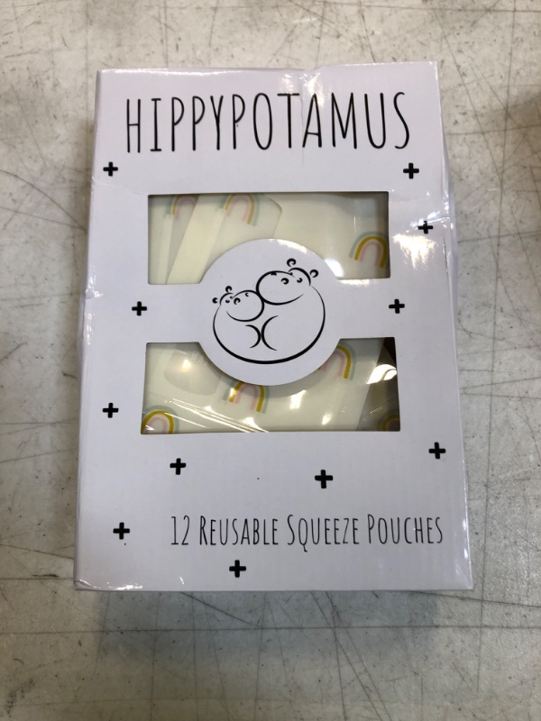 Photo 2 of Hippypotamus Reusable Baby Food Pouches - 12 Pack - Baby Food Storage - Pouches Toddler - Refillable Squeeze Pouch for Kids (Rainbow/Mountain/Cloud)