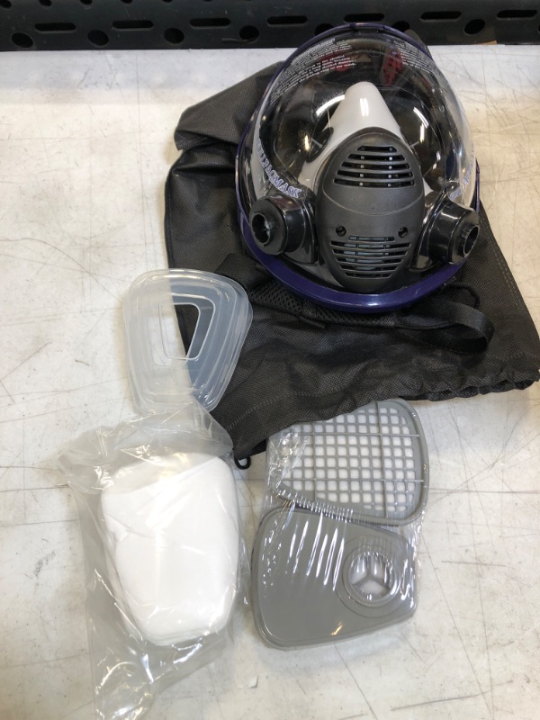 Photo 2 of 15 in 1 Full Face Respirator with Filters Widely Used in Organic Gas,Paint Sprayer, Chemical, Dust Protector (1 6800 respirator?2 6001 Organic Vapor Cartridge?10 Cotton Filter?2 501 Filter Cover)