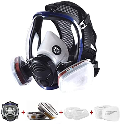 Photo 1 of 15 in 1 Full Face Respirator with Filters Widely Used in Organic Gas,Paint Sprayer, Chemical, Dust Protector (1 6800 respirator?2 6001 Organic Vapor Cartridge?10 Cotton Filter?2 501 Filter Cover)