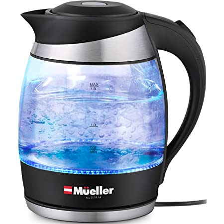 Photo 1 of Mueller Ultra Kettle: Model No. M99S 1500W Electric Kettle with SpeedBoil Tech, 1.8 Liter Cordless with LED Light, Borosilicate Glass, Auto Shut-Off and Boil-Dry Protection