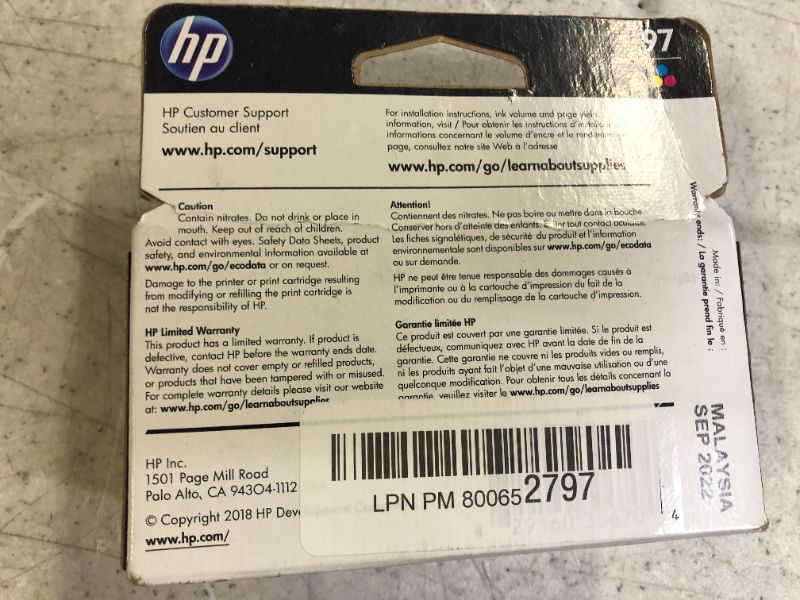 Photo 3 of Original HP 97 Tri-color Ink Cartridge | Works with HP DeskJet 460, 5000, 6000, 9800; OfficeJet H470, 100, 6200, 7000; PhotoSmart B8350, 300, 400, 2000, 8000; PSC 1600, 2350 Series