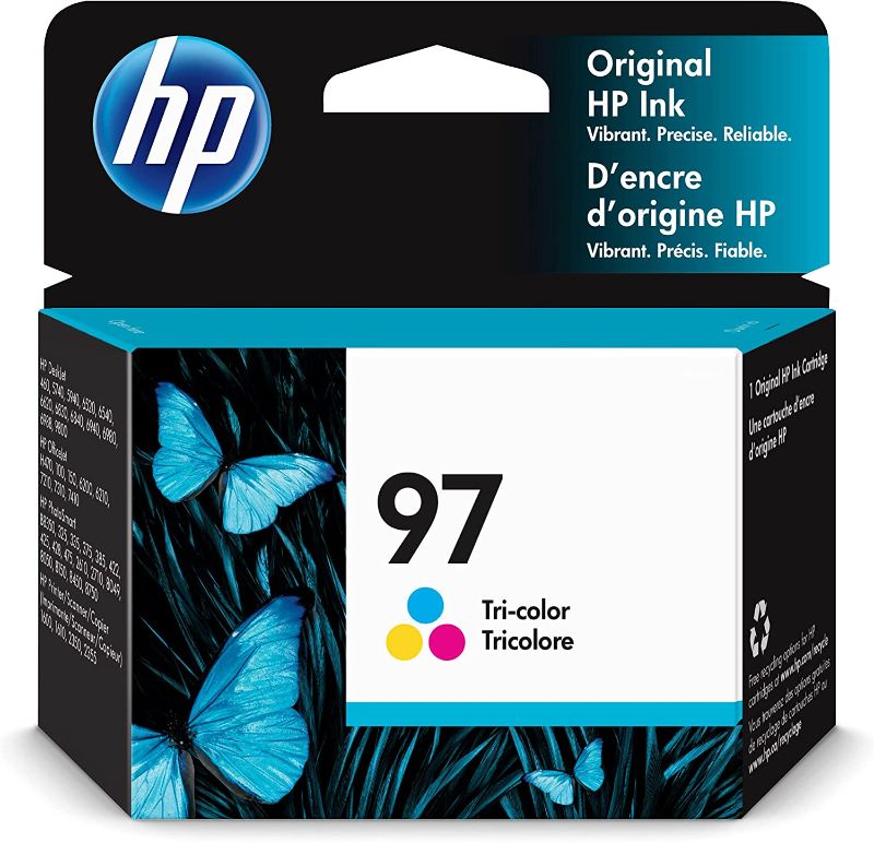 Photo 1 of Original HP 97 Tri-color Ink Cartridge | Works with HP DeskJet 460, 5000, 6000, 9800; OfficeJet H470, 100, 6200, 7000; PhotoSmart B8350, 300, 400, 2000, 8000; PSC 1600, 2350 Series