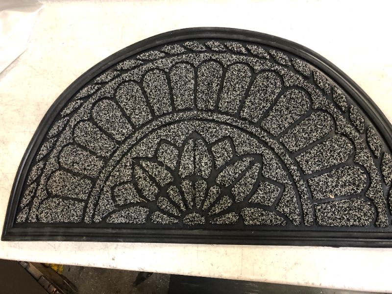 Photo 1 of 28 x 16 inches half circle floor mat color grey and black 