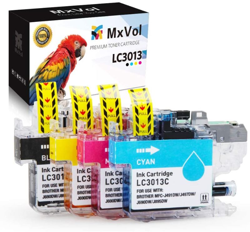 Photo 1 of MxVol Compatible Brother LC3013 LC3011 Ink Cartridges use for Brother MFC-J895DW MFC-J491DW MFC-J690DW MFC-J497DW Inkjet Printers (KCMY)--no yellow
