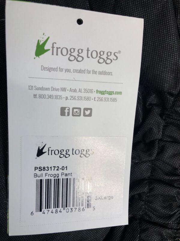 Photo 3 of FROGG TOGGS Men's Bull Frogg Waterproof Rain Pant, Black, XXX-Large
