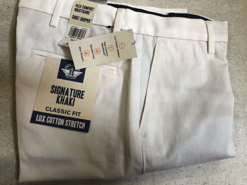 Photo 1 of Dockers Men's Classic Fit Signature Khaki Lux Cotton Stretch Pants, paper white, 32W x 32L

