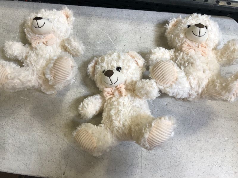 Photo 3 of 12 x 12 stuffed bear color white 3 count 