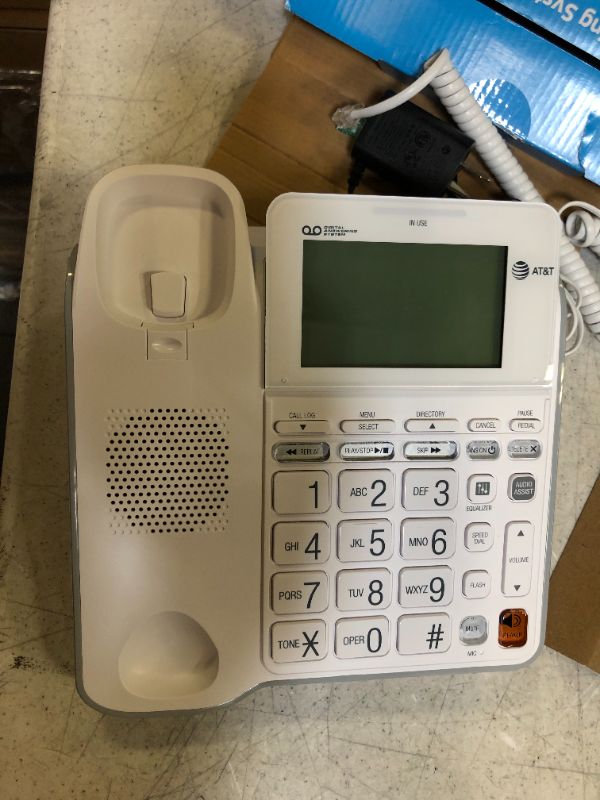 Photo 4 of AT&T CL4940 Corded Standard Phone with Answering System and Backlit Display, White
