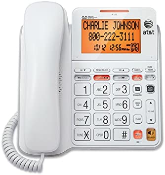 Photo 1 of AT&T CL4940 Corded Standard Phone with Answering System and Backlit Display, White
