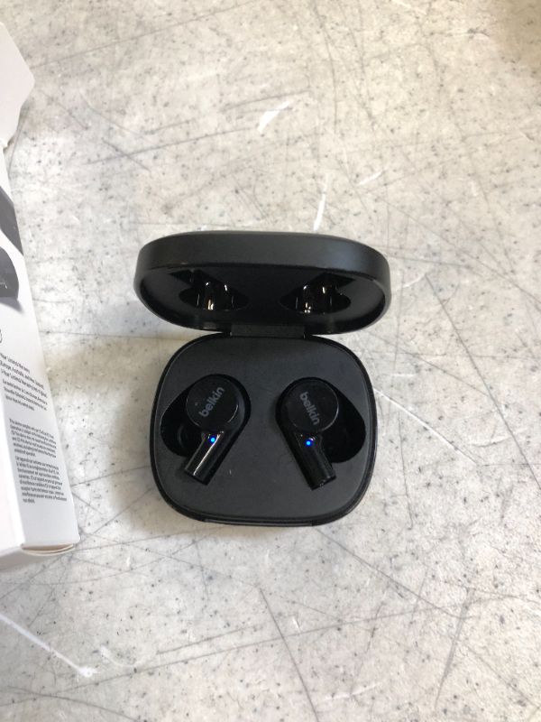 Photo 2 of Belkin Wireless Earbuds, SoundForm Rise True Wireless Bluetooth 5.2  Earphones with Wireless Charging IPX5 Sweat and Water Resistant with Deep Bass for iPhone, Galaxy, Pixel and More - Black
