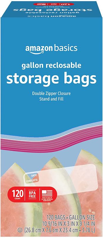 Photo 1 of Amazon Basics Gallon Food Storage Bags, 120 Count
