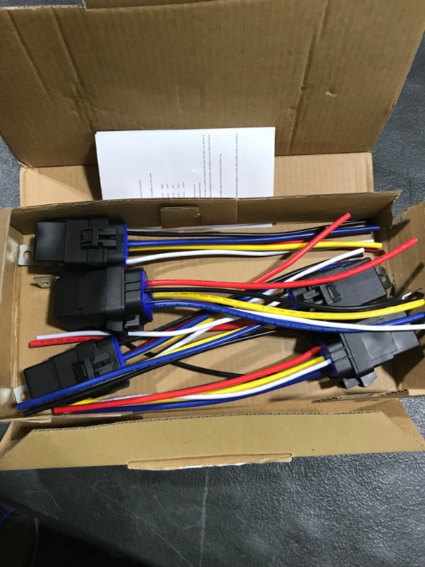 Photo 2 of 5 Pack 40/30 AMP 12V DC Waterproof Relay and Harness - Heavy Duty 12 AWG Tinned Copper Wires, 5-PIN SPDT Automotive Relay
