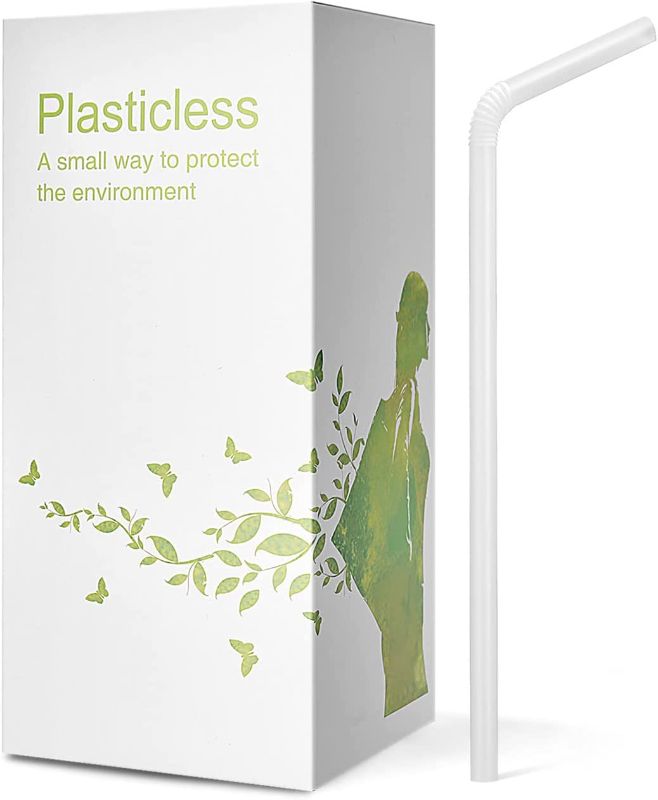 Photo 1 of 200 Count 100% Plant-Based Compostable Straws - Plasticless Biodegradable Flexible Drinking Straws - A Fantastic Eco Friendly Alternative to Plastic Straws
