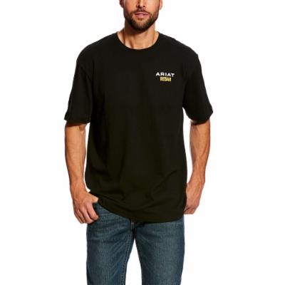 Photo 1 of SIZE 2XL Ariat Petite Men's Size 2X-Large Black Rebar Cottonstrong Short Sleeve Logo Work T-Shirt
