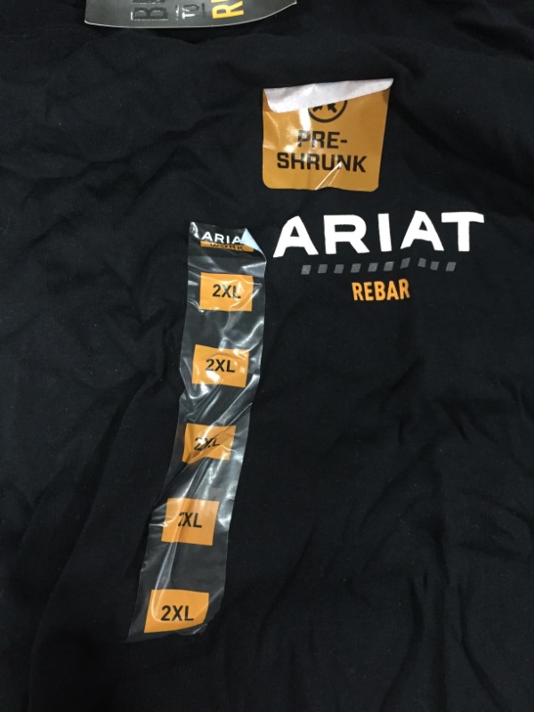 Photo 3 of SIZE 2XL Ariat Petite Men's Size 2X-Large Black Rebar Cottonstrong Short Sleeve Logo Work T-Shirt
