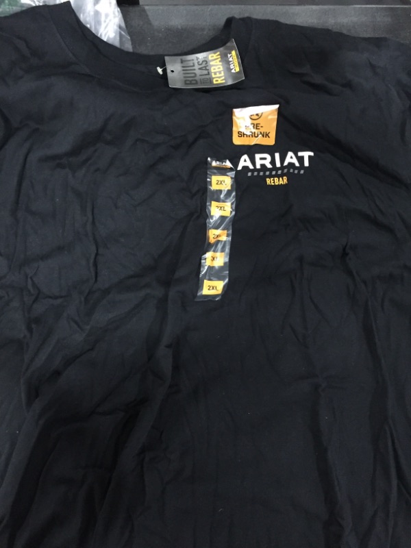 Photo 2 of SIZE 2XL Ariat Petite Men's Size 2X-Large Black Rebar Cottonstrong Short Sleeve Logo Work T-Shirt
