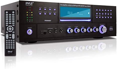 Photo 1 of 4-Channel Home Theater Bluetooth Preamplifier - 3000 Watt Stereo Speaker Home Audio Receiver Preamp w/ Radio, USB, 2 Microphone w/ Echo for Karaoke, CD DVD Player, LCD, Rack Mount - Pyle PD3000BT
