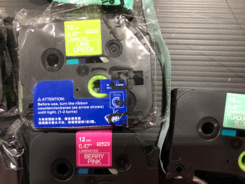 Photo 1 of Label KINGDOM Compatible Label Tape Replacement for Brother P Touch TZe TZ Tape 12mm 0.47 Inch Laminated (White on Black,Blue,Turquoise Blue,Berry Pink,Lime Green) for Brother PTD210 PTH110 PTD400
