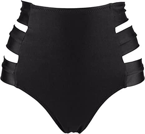 Photo 1 of COCOSHIP Women's High Waist Side Straps Bikini Bottom Scrunch Butt Ruched Brief, Large
