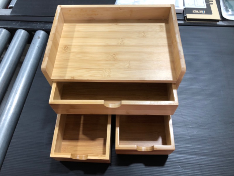 Photo 3 of Bamboo Desk Organizer with Drawers - Desktop Organizer with Drawers - Desktop Storage Drawers - Bathroom Counter Organizers and Storage, Tabletop Mini Small Drawer Storage Kitchen Countertop Organize
