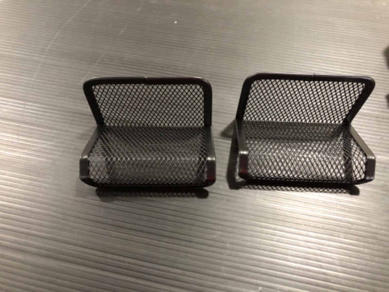 Photo 1 of MaxGear Business Card Holder for Desk Metal Business Card Display Holders Mesh Business Cards Holder Stand 2Pack Desktop Name Card Organizer, Capacity: 50 Cards, Black
