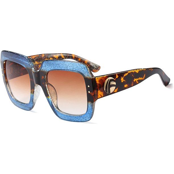 Photo 1 of FEISEDY Oversized Square Sunglasses Multi Tinted Glitter Frame Stylish Inspired B2276
