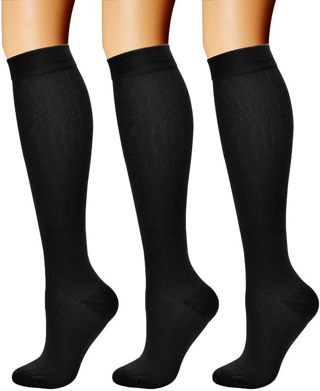 Photo 1 of CHARMKING 3 Pairs Copper Compression Socks for Women & Men Circulation 15-20 mmHg is Best for All Day Wear Running Nurse SIZE L-XL
