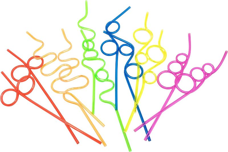 Photo 1 of 12-Pk Crazy Straws for Kids Silly Straws for Kids Plastic Straws Reusable Drinking Straws Reusable Plastic Straws Plastic Reusable Straws for Kids Reusable Straws Hard Plastic Straws Party Straws
