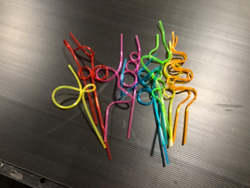 Photo 2 of 12-Pk Crazy Straws for Kids Silly Straws for Kids Plastic Straws Reusable Drinking Straws Reusable Plastic Straws Plastic Reusable Straws for Kids Reusable Straws Hard Plastic Straws Party Straws
