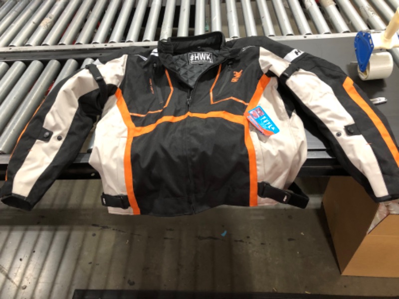 Photo 2 of Motorcycle Jacket For Men Textile Motorbike Dualsport Enduro Motocross Racing Biker Riding CE Armored Waterproof All-Weather (Orange, XX Large)
