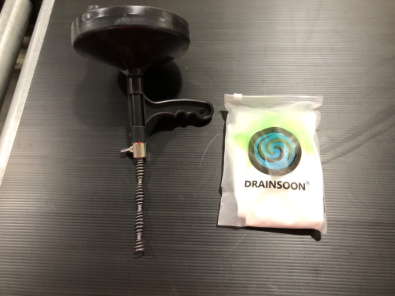 Photo 1 of Drainsoon Auger 25 Foot, Plumbing Snake Drain Auger Sink Auger Hair Clog Remover, Heavy Duty Pipe Snake for Bathtub Drain, Bathroom Sink, Kitchen and Shower, Snake Drain Cleaner Comes with Gloves
