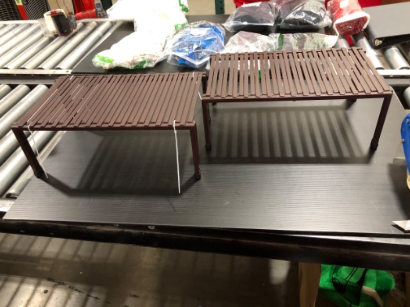 Photo 1 of STORAGE MANIAC Set of 4 Kitchen Rack, Expandable Kitchen Storage Rack, Kitchen Shelf Organizer Rack, Adjustable Kitchen Bakers Rack, Kitchen Organization Shelf Rack for Cabinet, Bathroom, Bronze
