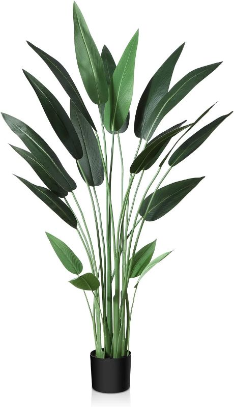 Photo 1 of CROSOFMI Artificial Canna Lily Tree 4.6 Feet Fake Tropical Palm Tree with 20 Trunks,Perfect Large Faux Silk Plants in Pot for Indoor Outdoor Home Office Garden Modern Decoration Housewarming Gift

